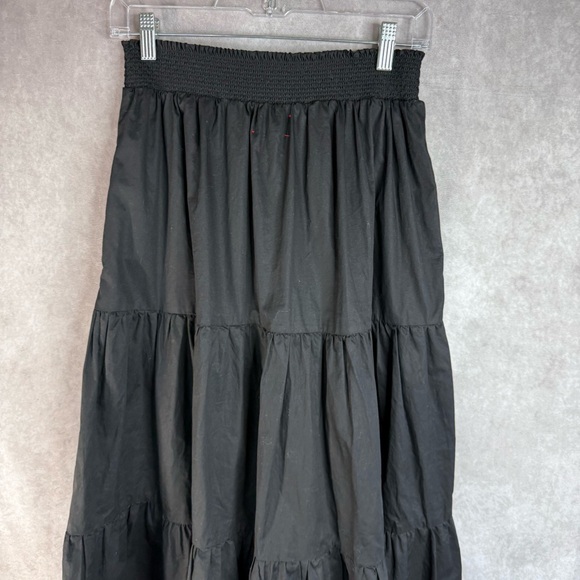 XiRENA Angeline Tiered Cotton Poplin Midi Maxi Skirt In Black Women's Size M - Picture 9 of 9